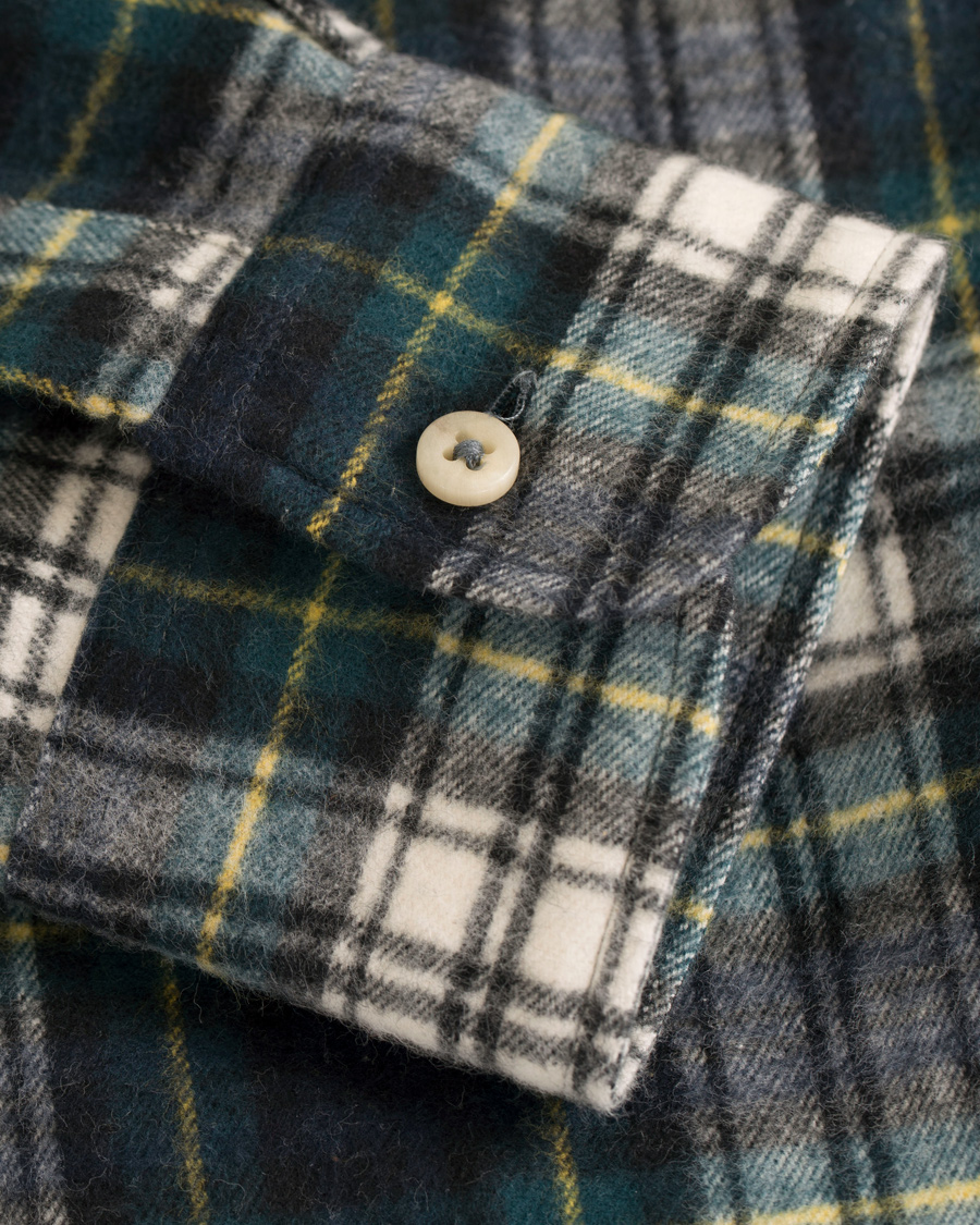 Herre | Skjorter | De Bonne Facture | CH07 Brushed Flannel Shirt Green Tartan