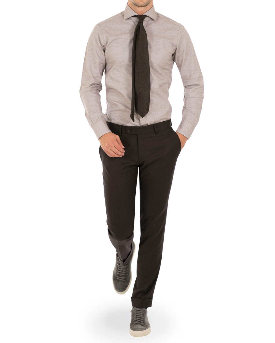 Herre | Skjorter | Barba Napoli | Dandylife Slim Fit Flannel Shirt Brown