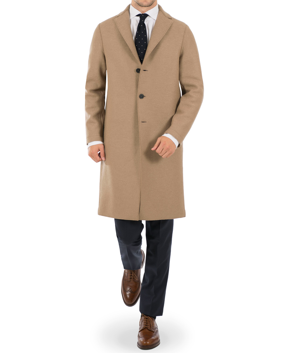 Herre | Jakker | Harris Wharf London | Wool Raw Edge Overcoat Camel