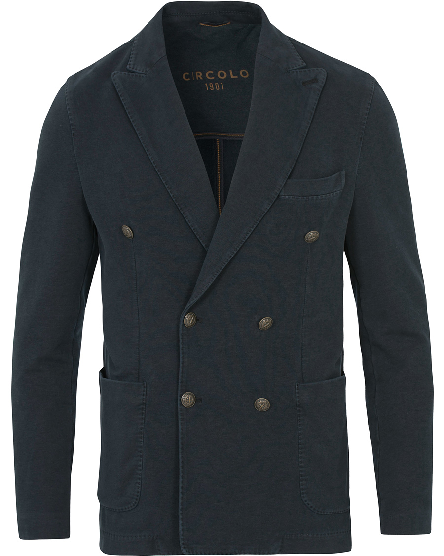 Herre | Blazere & jakker | Circolo 1901 | Jersey Patch Pocket Double Breasted Blazer Navy