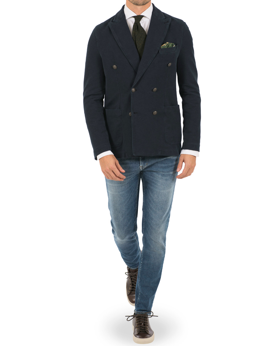 Herre | Blazere & jakker | Circolo 1901 | Jersey Patch Pocket Double Breasted Blazer Navy