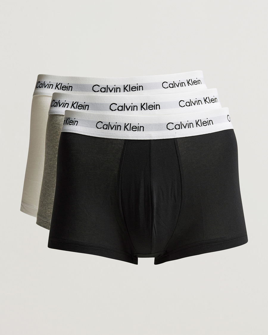 Herre |  | Calvin Klein | Cotton Stretch Low Rise Trunk 3-Pack Black/White/Grey
