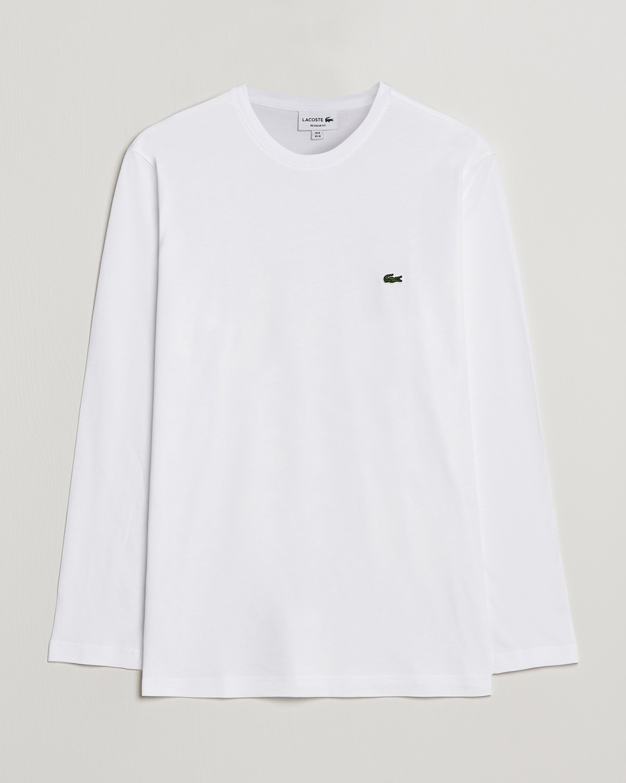 Lacoste Long Crew Neck T-Shirt White CareOfCarl.dk