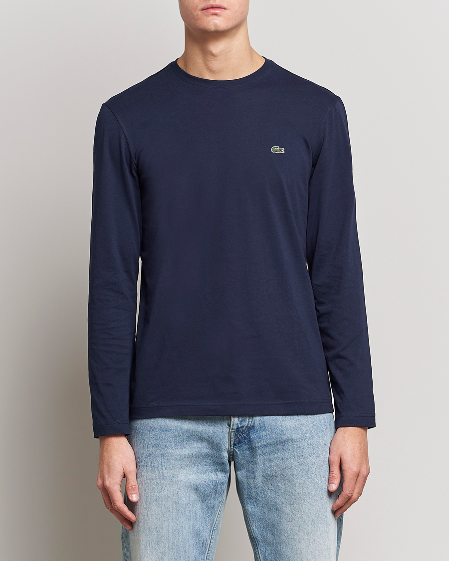 Herre | T-Shirts | Lacoste | Long Sleeve Crew Neck T-Shirt Navy