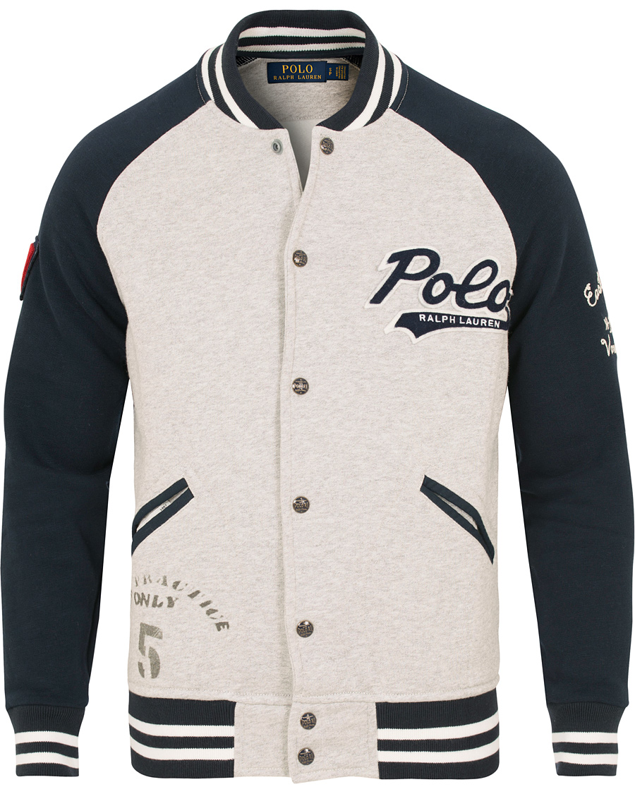 Polo Ralph Lauren Logo Bear Baseball Jacket Navy/Grey CareOfCarl.dk