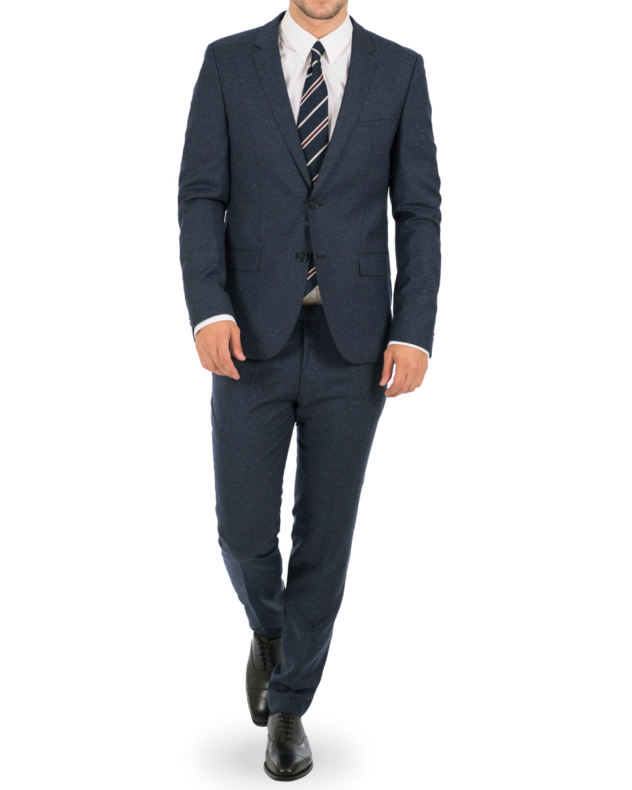 Herre | Jakkesæt | HUGO | Arti Hesten Wool/Silk Donegal Suit Navy