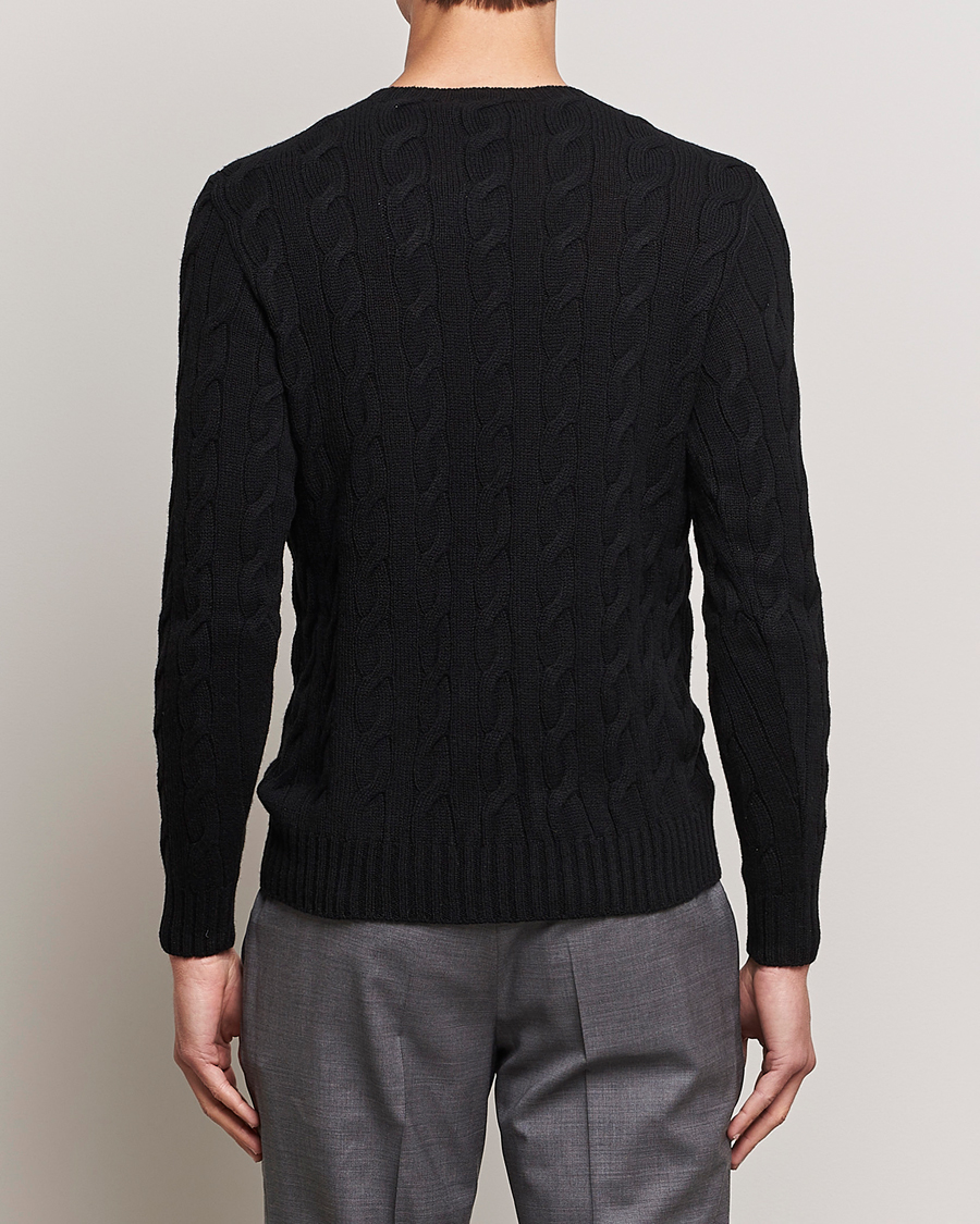 Herre | Trøjer | Ralph Lauren Purple Label | Cashmere Cable Crew Neck Sweater Black