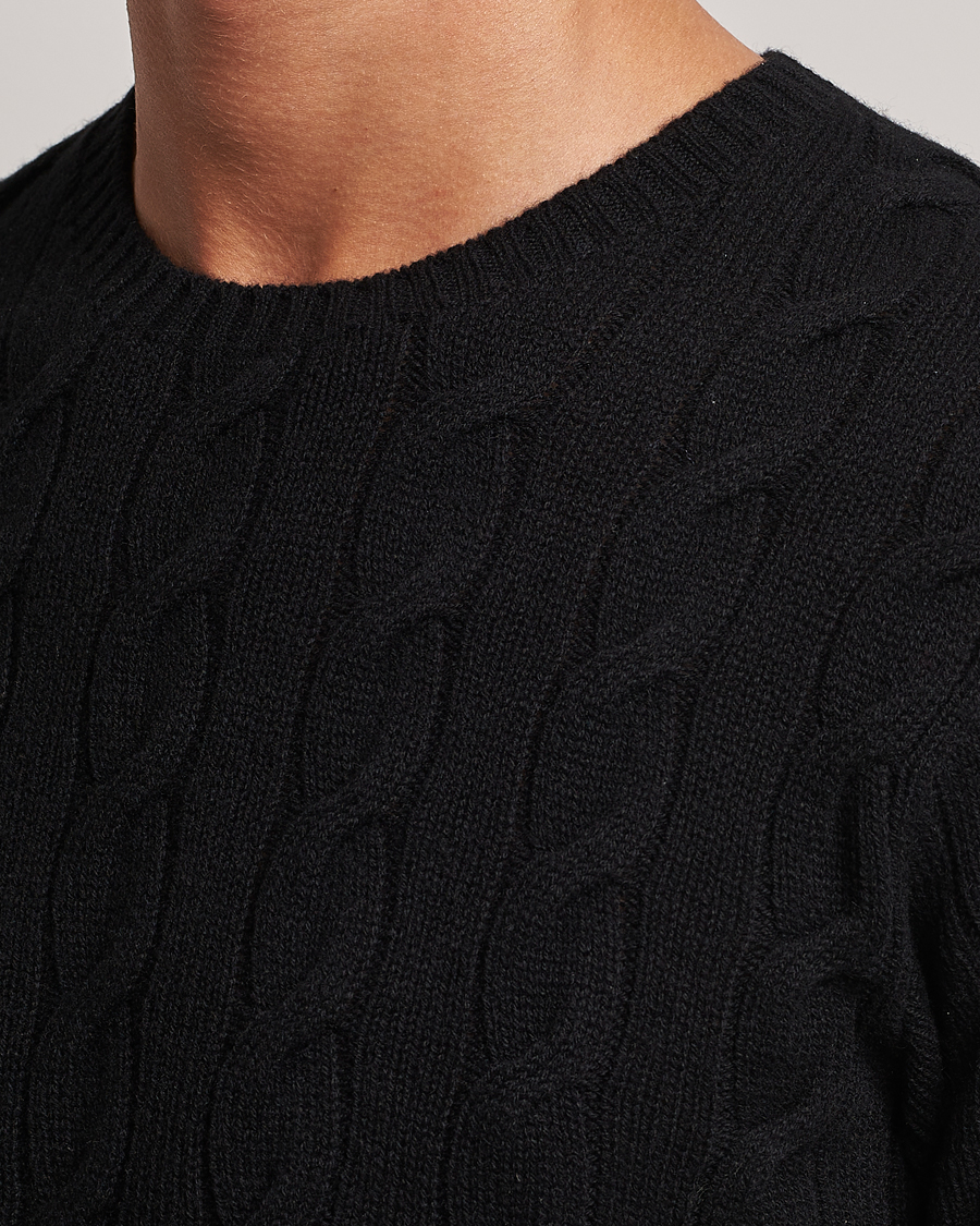 Herre | Trøjer | Ralph Lauren Purple Label | Cashmere Cable Crew Neck Sweater Black