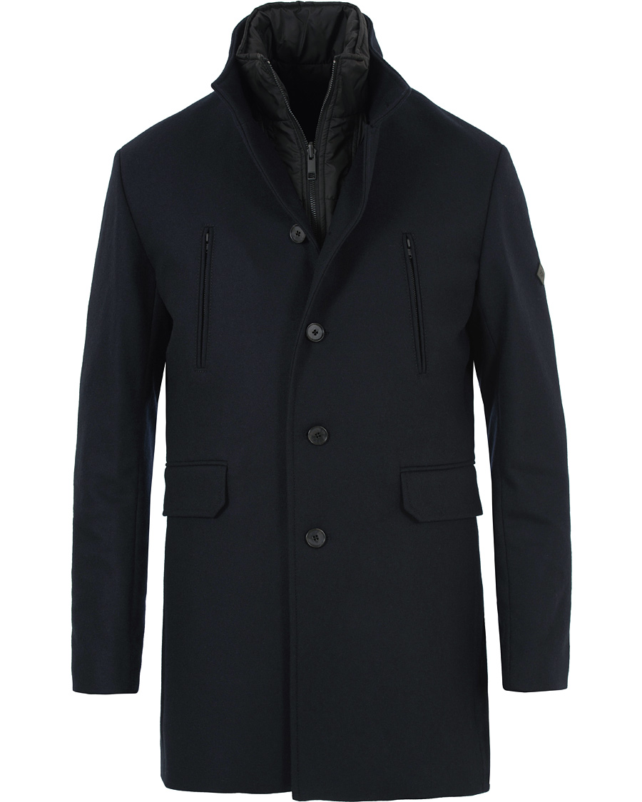 Herre | Jakker | J.Lindeberg | Gavin Stand Up Collar Compact Melton Coat Navy