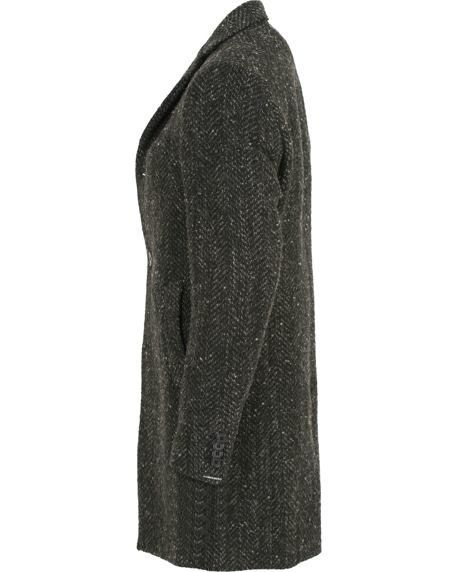 Herre | Jakker | J.Lindeberg | Wolger Rock Wool Herringbone Coat Black