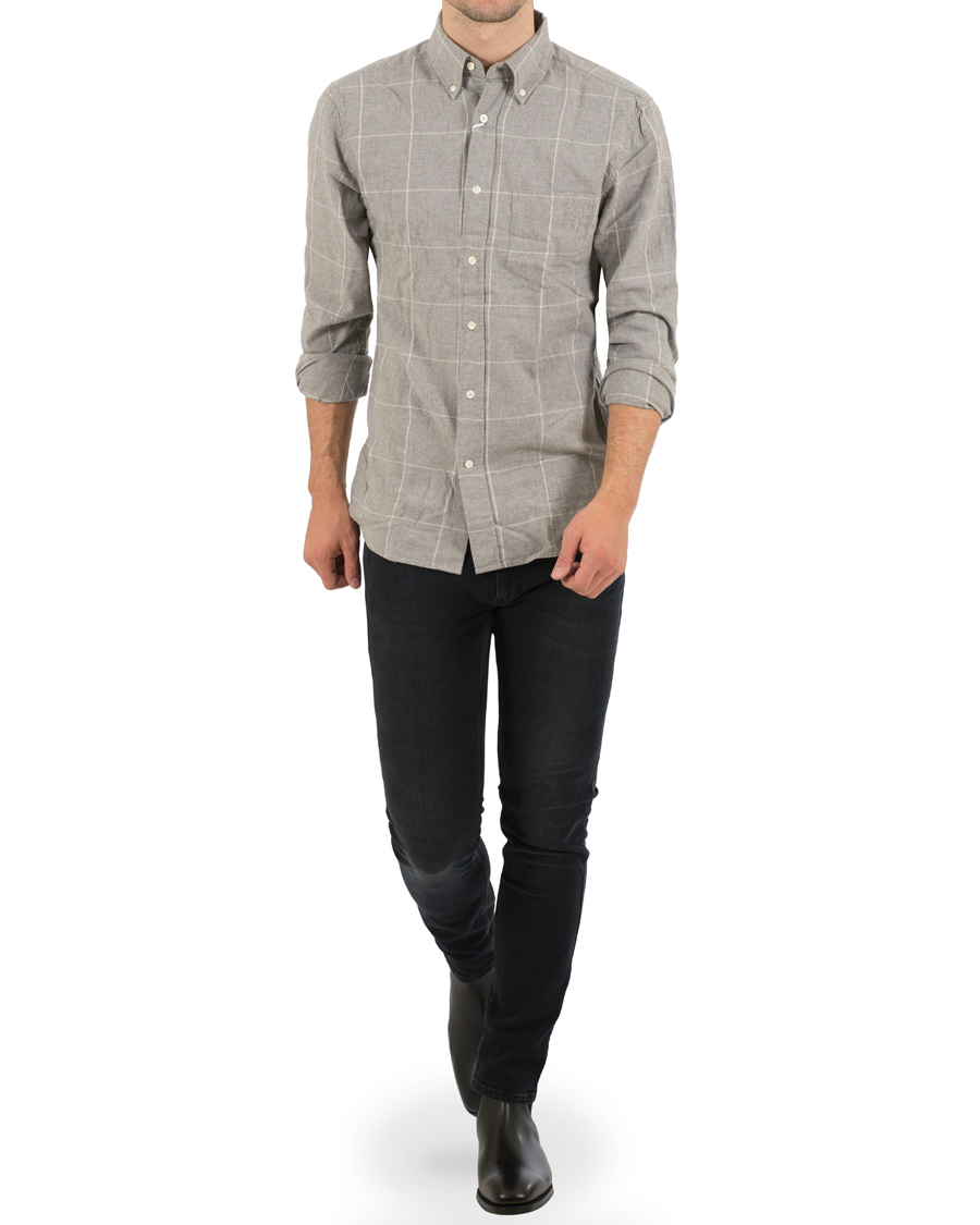 Herre | Skjorter | GANT Rugger | Windblown Flannel Check Slim Fit Shirt Grey Melange