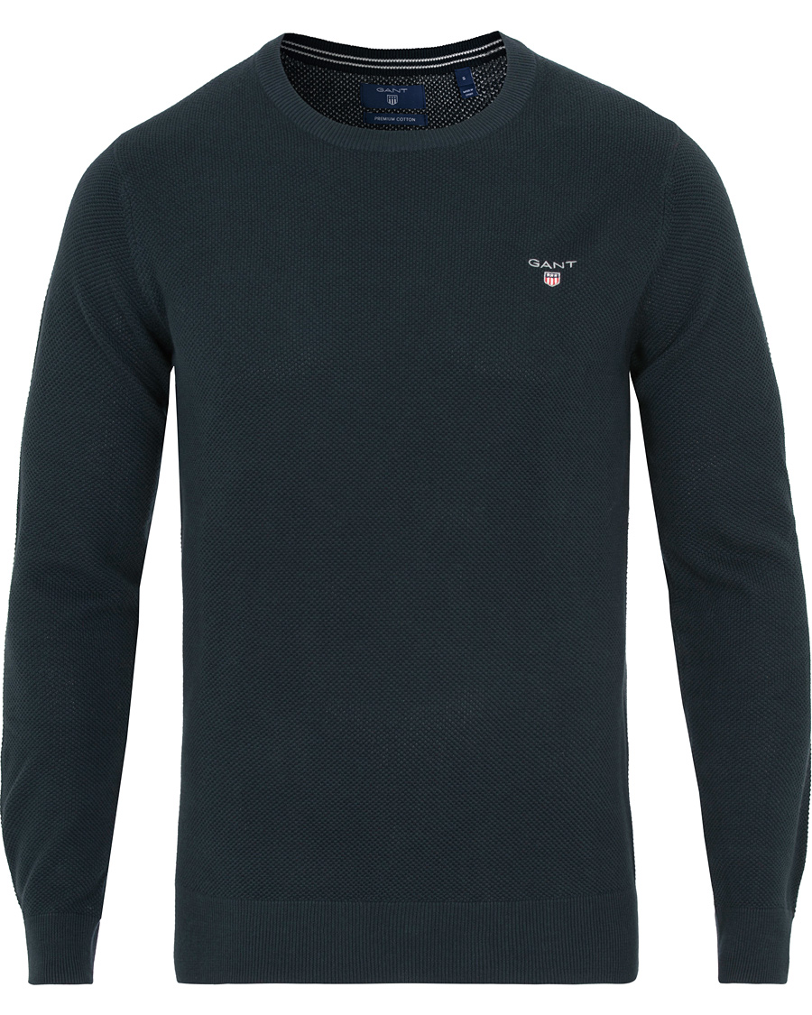 Herre | Trøjer | GANT | Cotton Pique Crew Neck Evening Blue