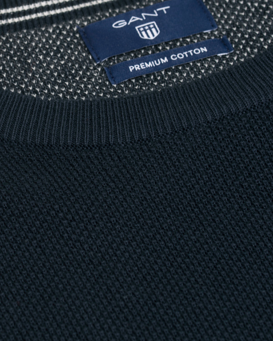 Herre | Trøjer | GANT | Cotton Pique Crew Neck Evening Blue