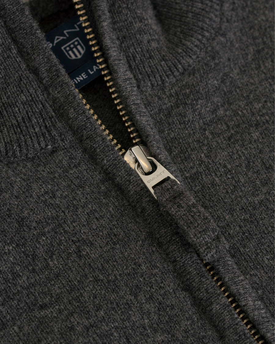Herre | Trøjer | GANT | Super Fine Lambswool Half Zip Antracite Melange