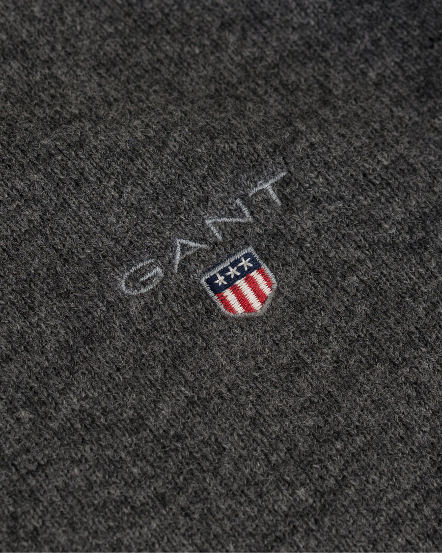 Herre | Trøjer | GANT | Super Fine Lambswool Half Zip Antracite Melange