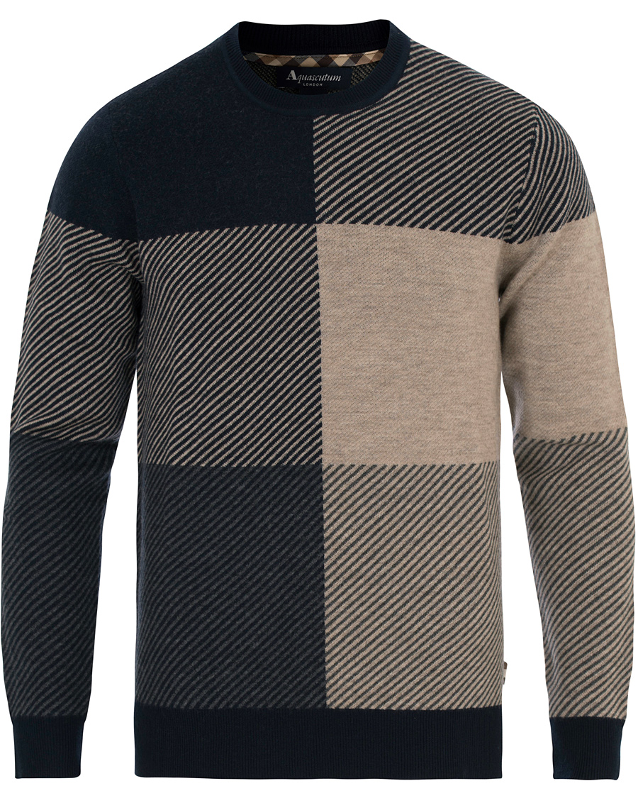 Herre | Trøjer | Aquascutum | Clapton Large Check Knit Navy