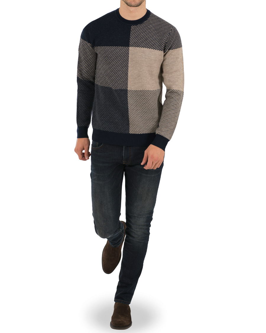 Herre | Trøjer | Aquascutum | Clapton Large Check Knit Navy