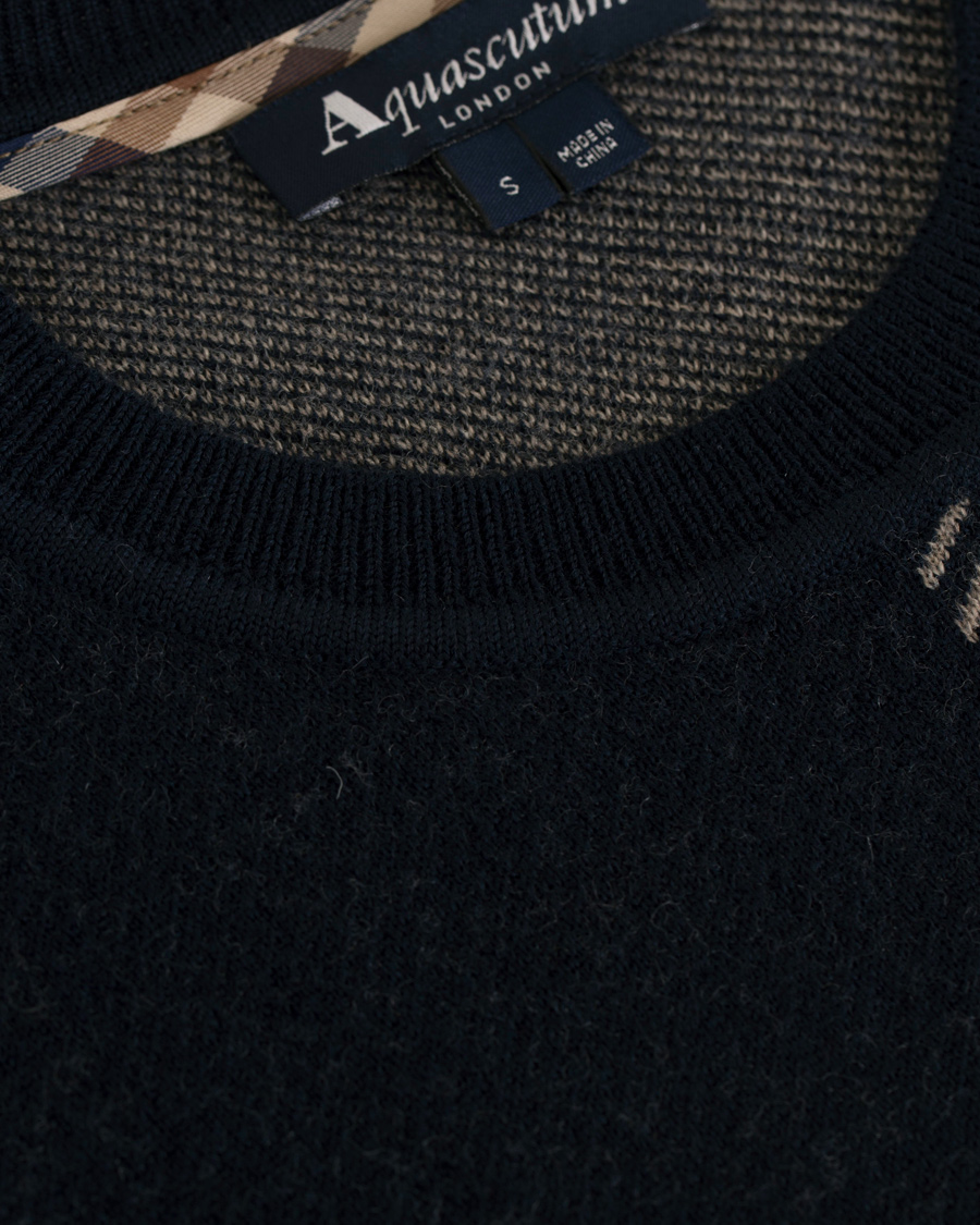 Herre | Trøjer | Aquascutum | Clapton Large Check Knit Navy