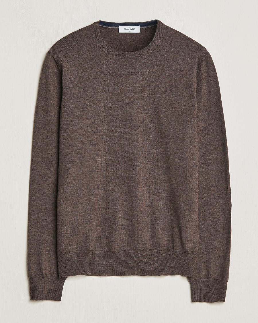 Herre | Trøjer | Gran Sasso | Merino Fashion Fit Crew Neck Pullover Brown