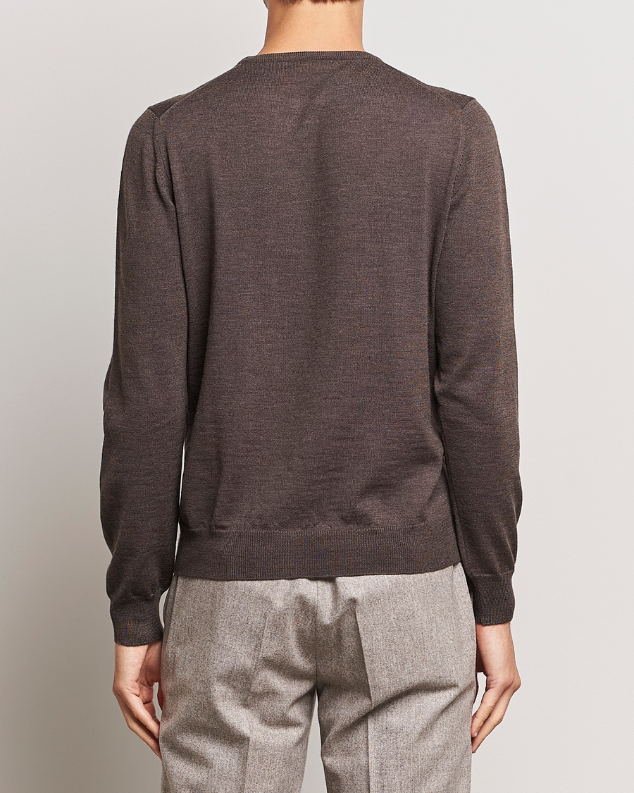 Herre | Trøjer | Gran Sasso | Merino Fashion Fit Crew Neck Pullover Brown