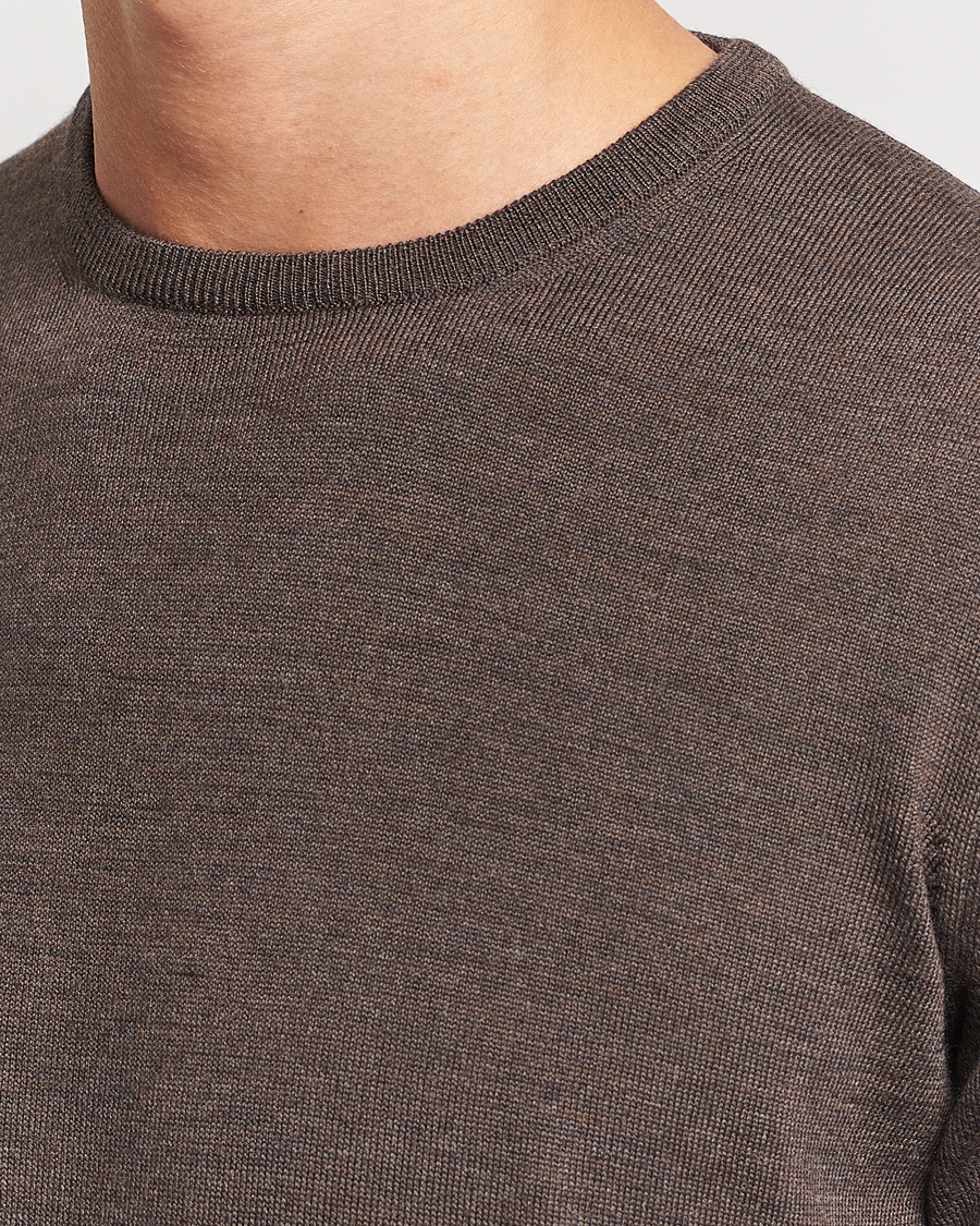 Herre | Trøjer | Gran Sasso | Merino Fashion Fit Crew Neck Pullover Brown