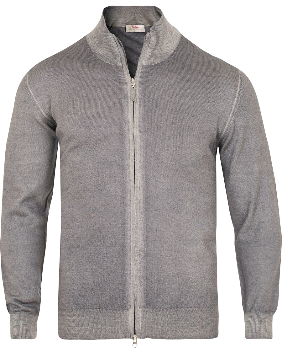 Herre | Trøjer | Gran Sasso | Merino Vintage Full Zip Light Grey