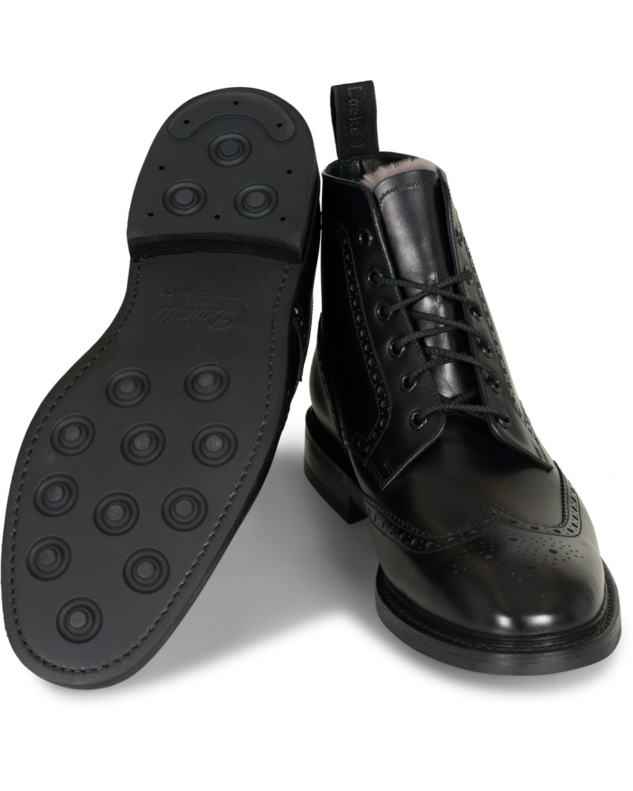 Herre | Loake 1880 Wolf Premium Fur Lined Brogue Black Calf | Loake 1880 | Wolf Premium Fur Lined Brogue Black Calf