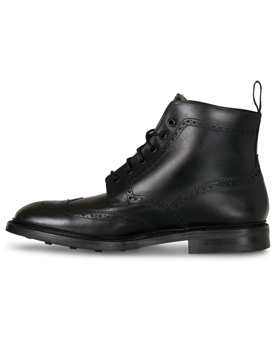 Herre | Loake 1880 Wolf Premium Fur Lined Brogue Black Calf | Loake 1880 | Wolf Premium Fur Lined Brogue Black Calf