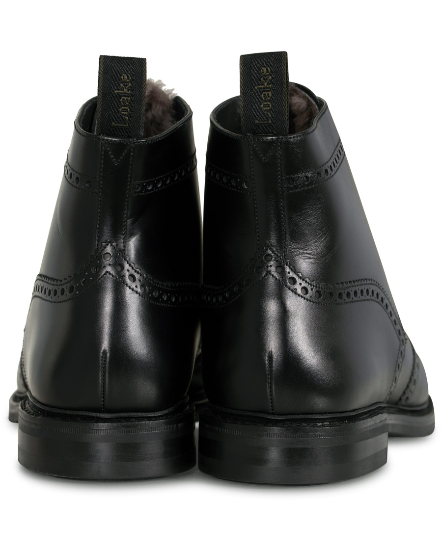 Herre | Loake 1880 Wolf Premium Fur Lined Brogue Black Calf | Loake 1880 | Wolf Premium Fur Lined Brogue Black Calf