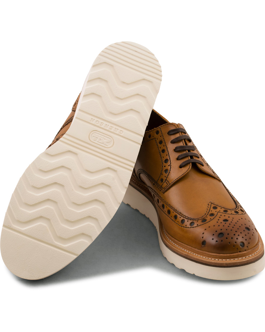 Herre | Grenson Archie Brogue Derby Wedge Sole Tan Calf | Grenson | Archie Brogue Derby Wedge Sole Tan Calf