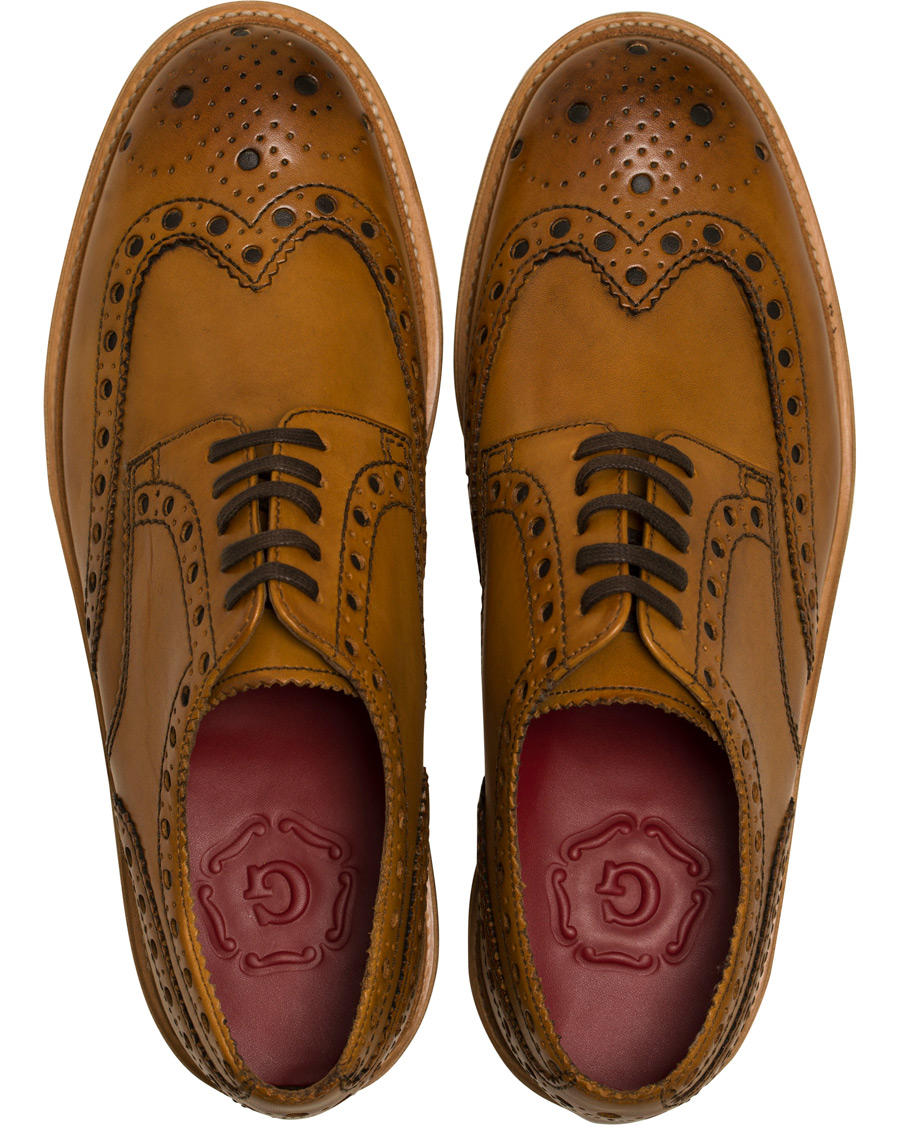 Herre | Grenson Archie Brogue Derby Wedge Sole Tan Calf | Grenson | Archie Brogue Derby Wedge Sole Tan Calf