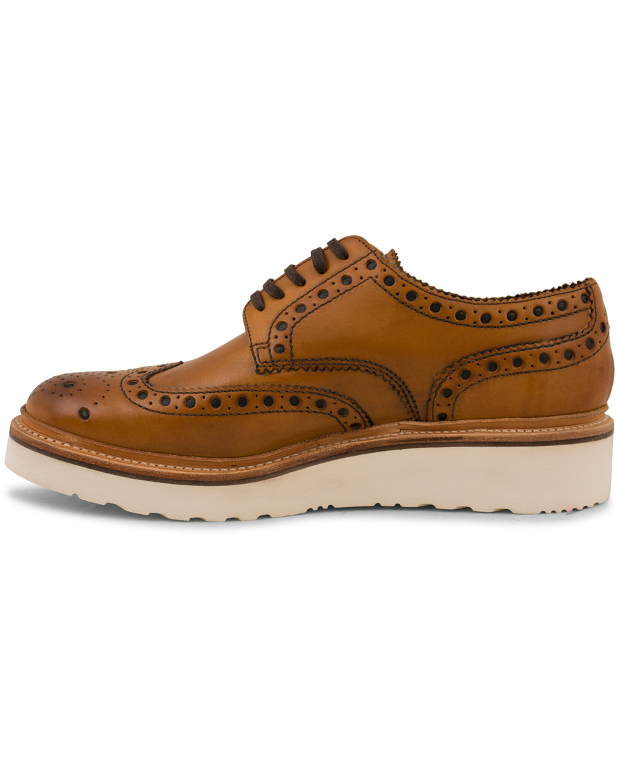 Herre | Grenson Archie Brogue Derby Wedge Sole Tan Calf | Grenson | Archie Brogue Derby Wedge Sole Tan Calf