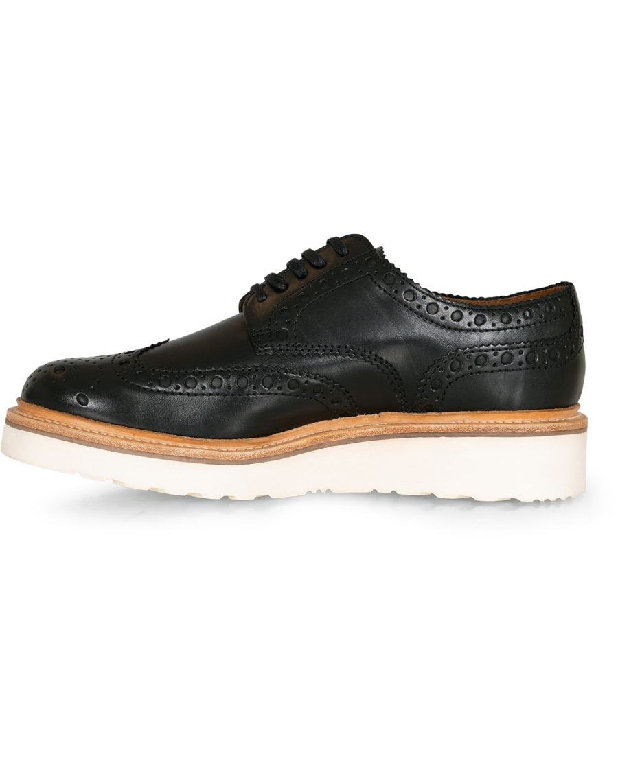 Grenson Archie Brogue Derby Wedge Sole Black Calf CareOfCarl