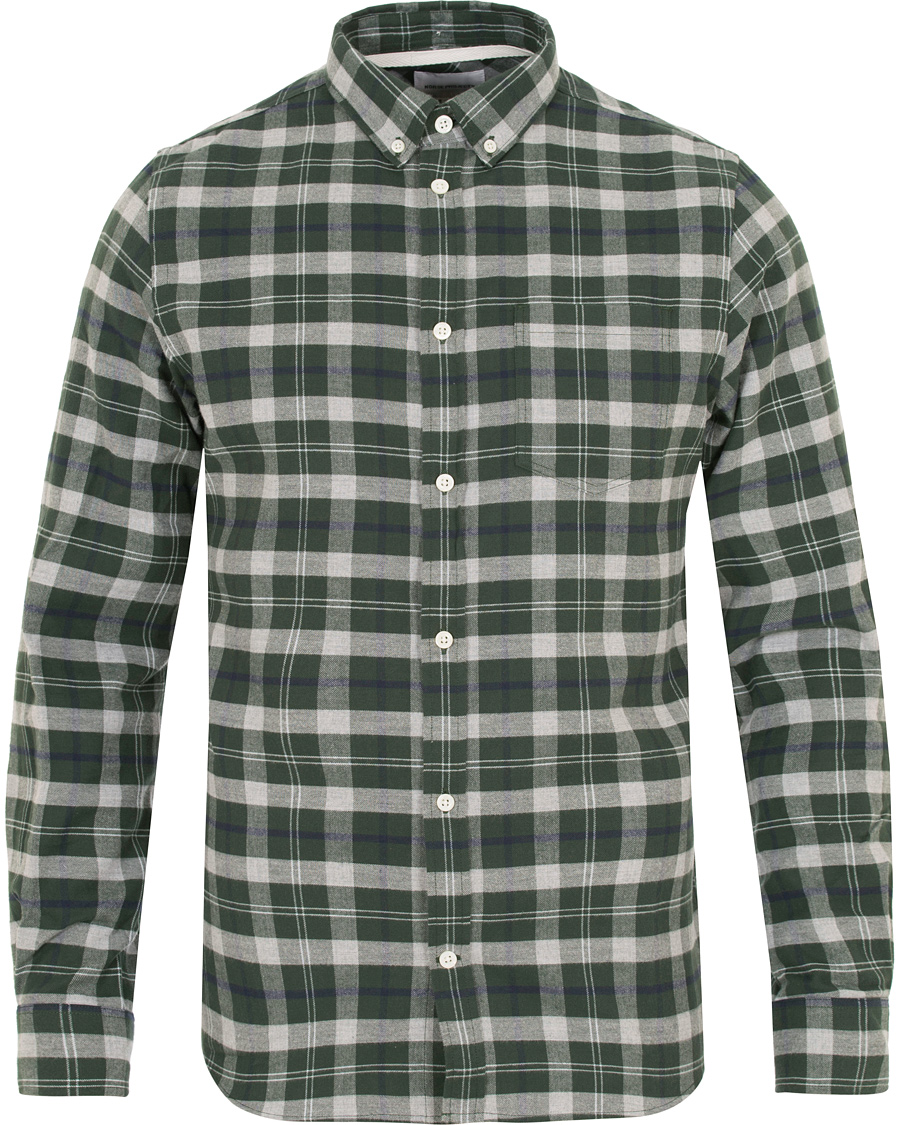 Herre | Skjorter | Norse Projects | Anton Flannel Check Shirt Moss Green/Charcoal