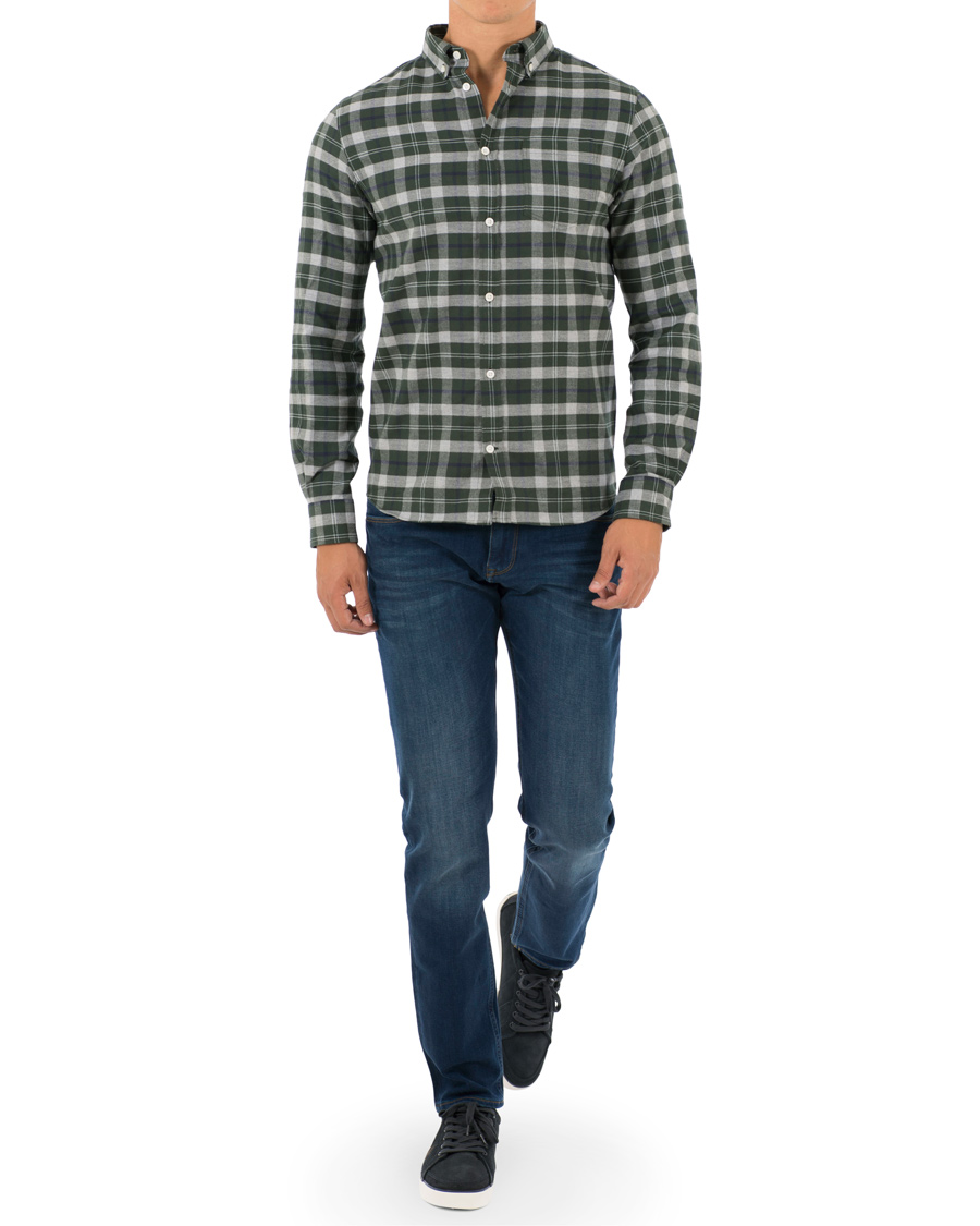Herre | Skjorter | Norse Projects | Anton Flannel Check Shirt Moss Green/Charcoal