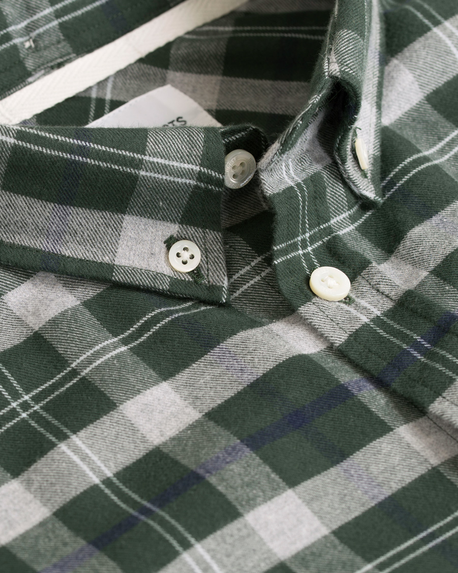 Herre | Skjorter | Norse Projects | Anton Flannel Check Shirt Moss Green/Charcoal