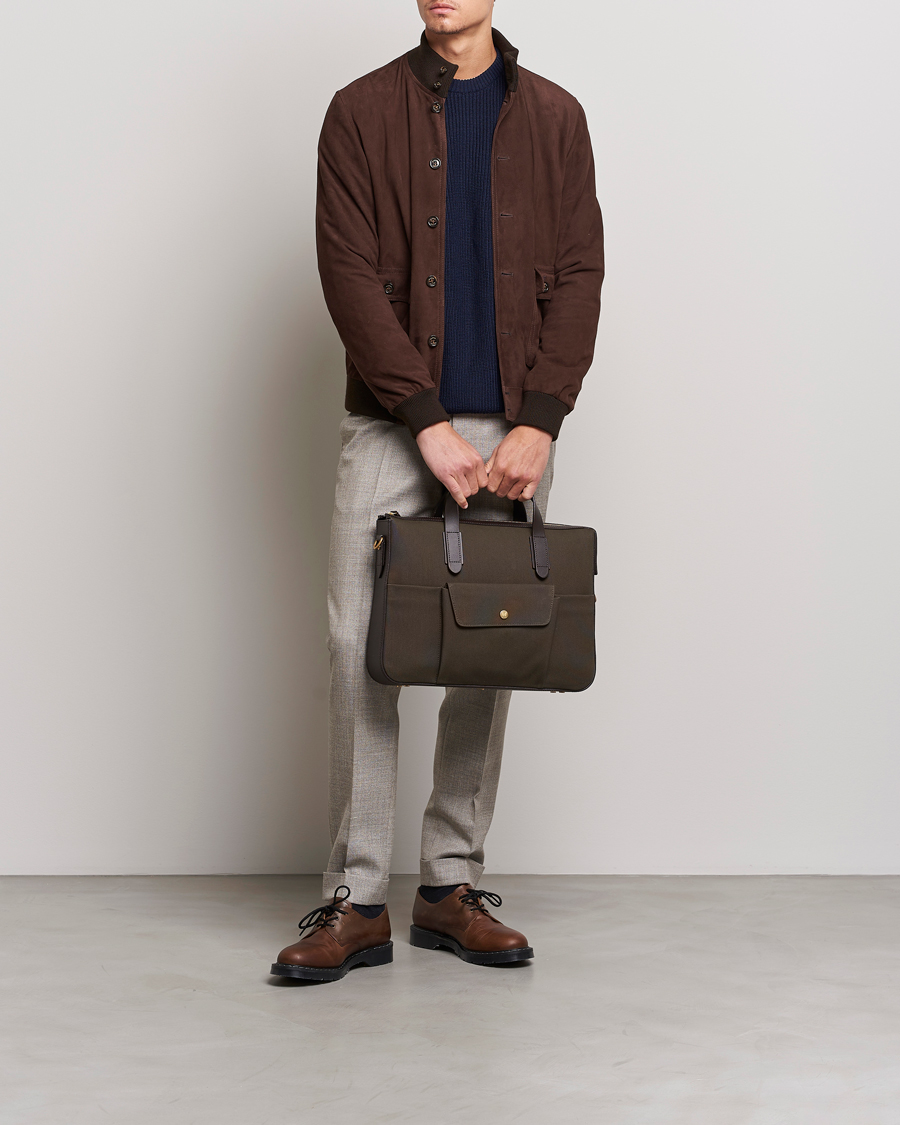 Herre |  | Mismo | M/S Canvas Briefcase Army/Dark Brown