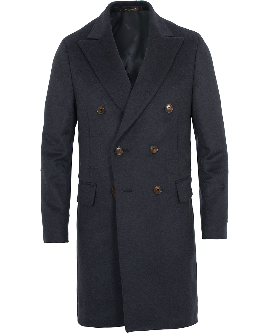 Herre | Jakker | Oscar Jacobson | Saul Delux Double Breasted Camelhair Coat Navy