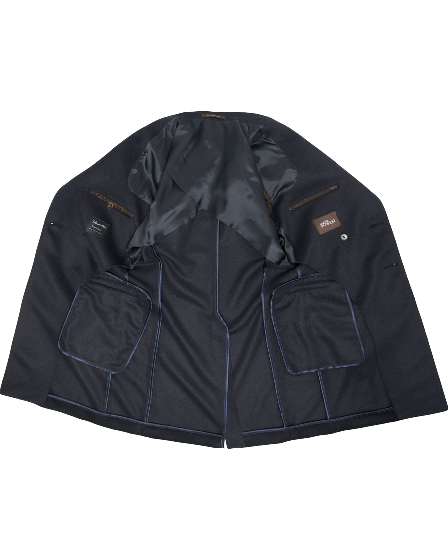 Herre | Jakker | Oscar Jacobson | Saul Delux Double Breasted Camelhair Coat Navy
