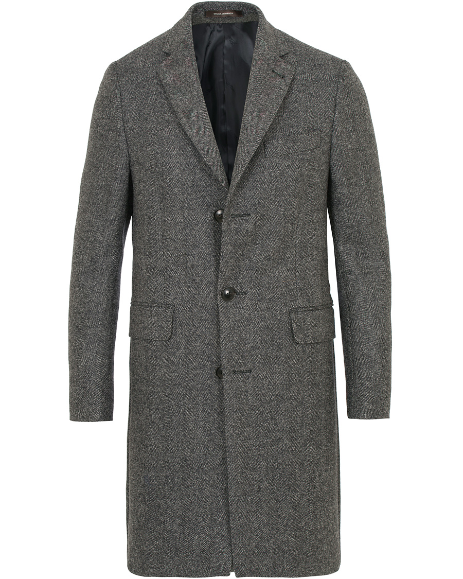 Herre | Jakker | Oscar Jacobson | Savile Row Herringbone Wool Coat Grey
