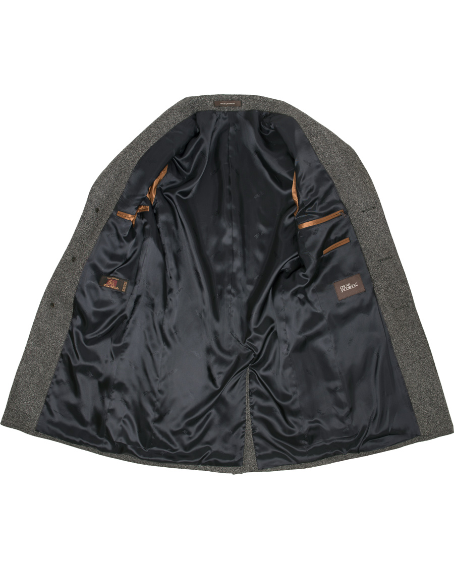 Herre | Jakker | Oscar Jacobson | Savile Row Herringbone Wool Coat Grey