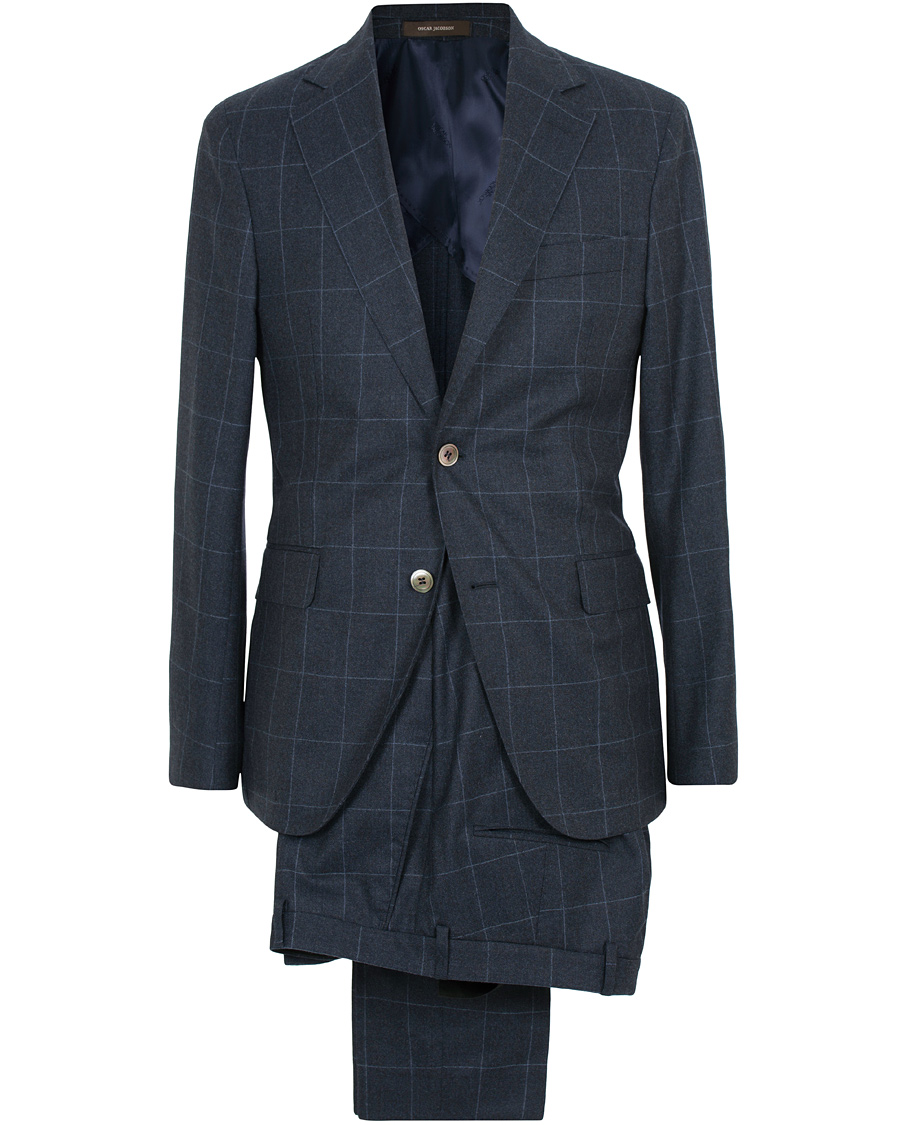 Herre | Jakkesæt | Oscar Jacobson | Egel Wool Check Suit Navy