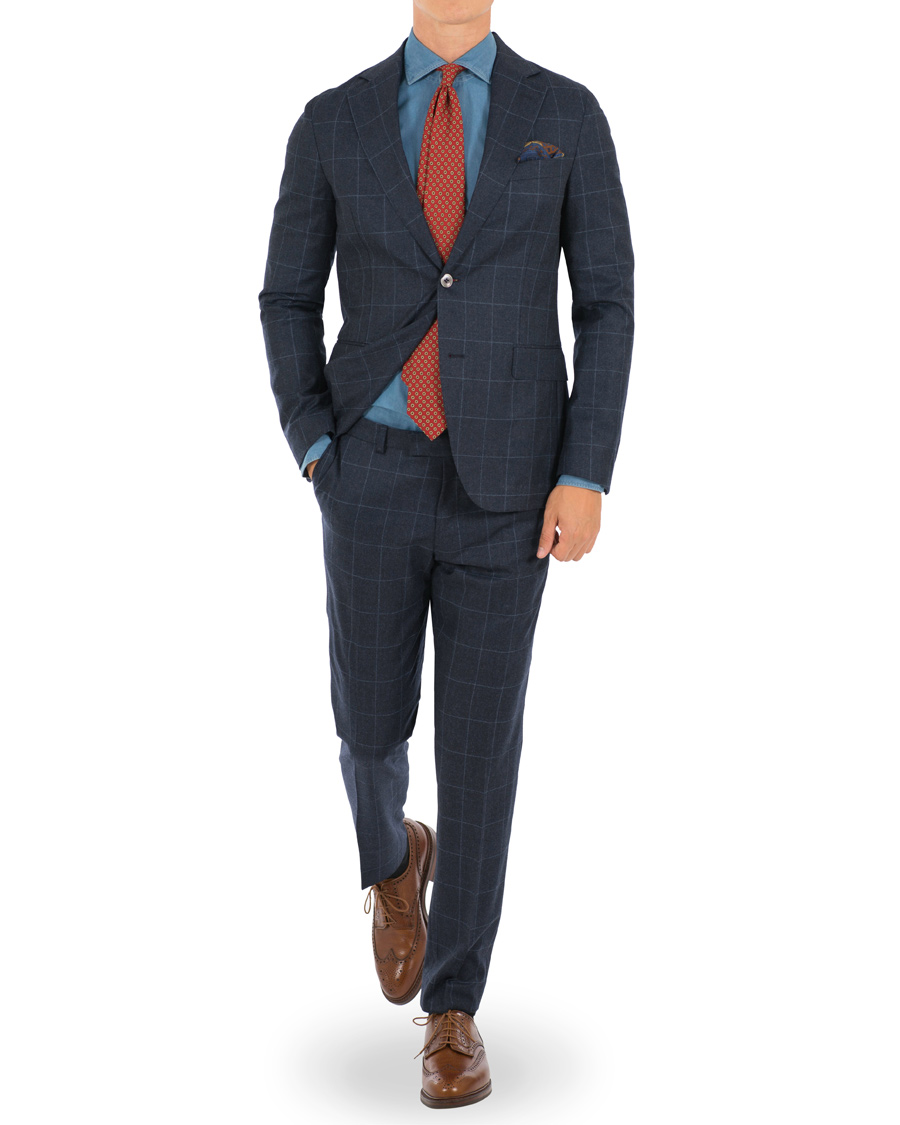 Herre | Jakkesæt | Oscar Jacobson | Egel Wool Check Suit Navy