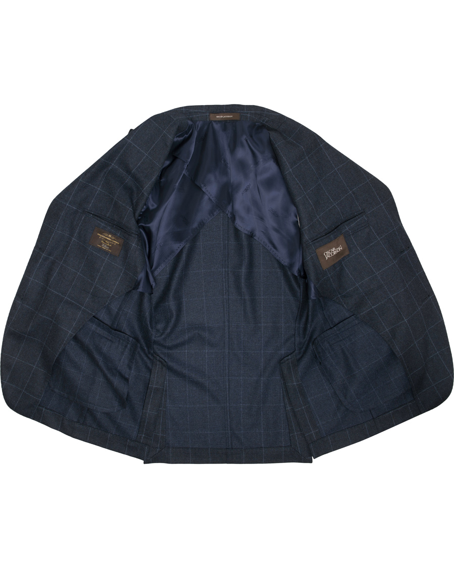 Herre | Jakkesæt | Oscar Jacobson | Egel Wool Check Suit Navy