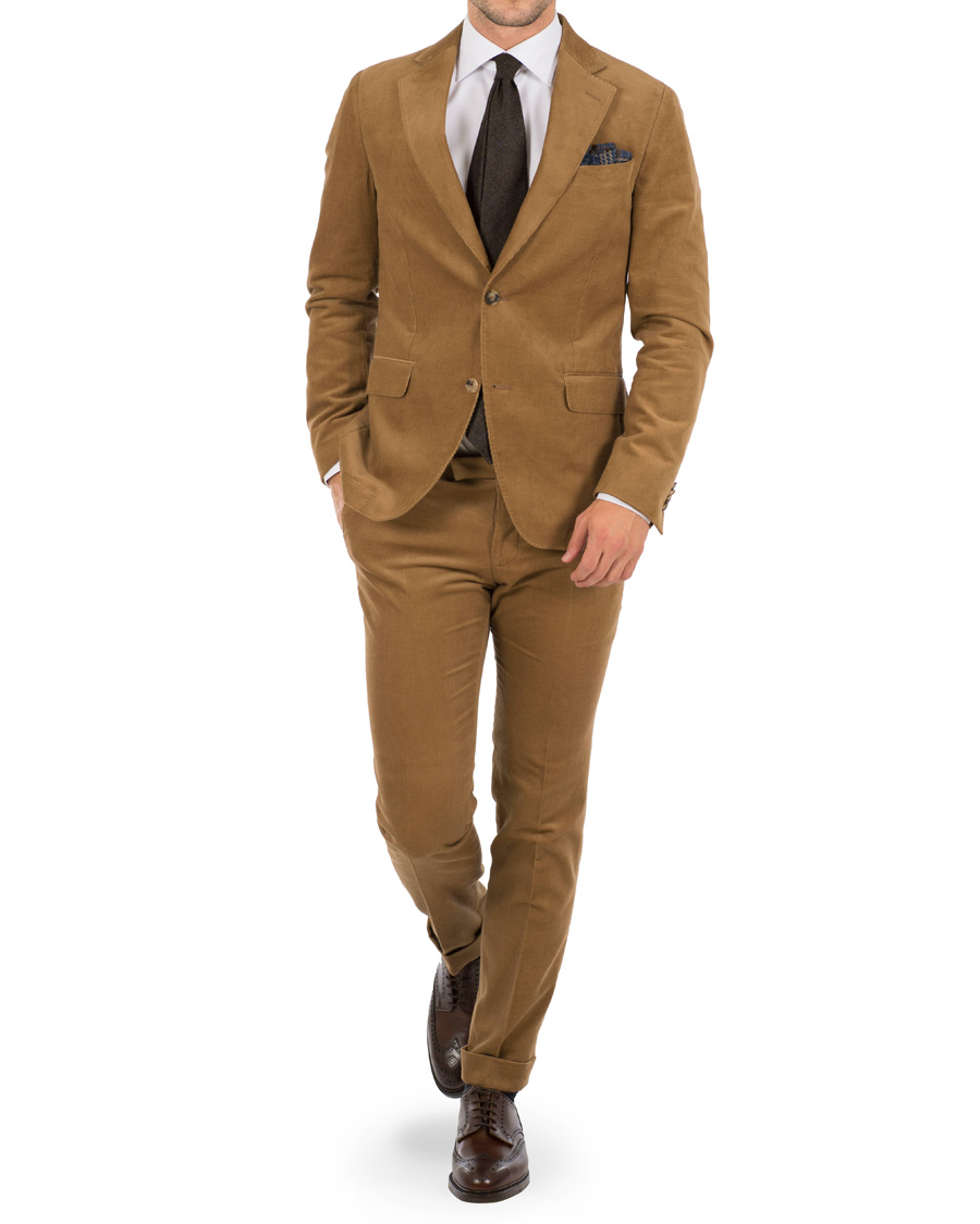 Herre | Bukser | Oscar Jacobson | Dean Turn Up Corduroy Trousers Light Brown
