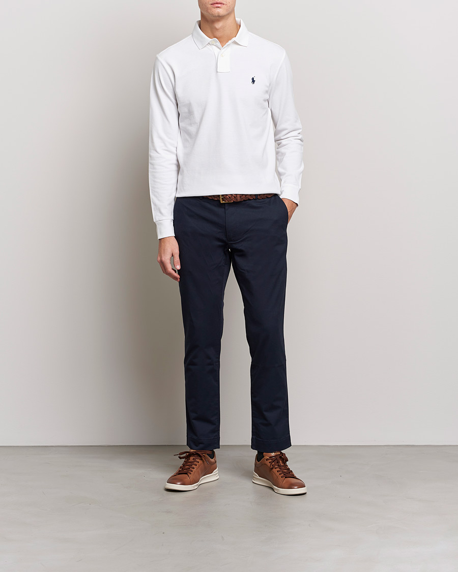 Herre | Polotrøjer | Polo Ralph Lauren | Custom Slim Fit Long Sleeve Polo White