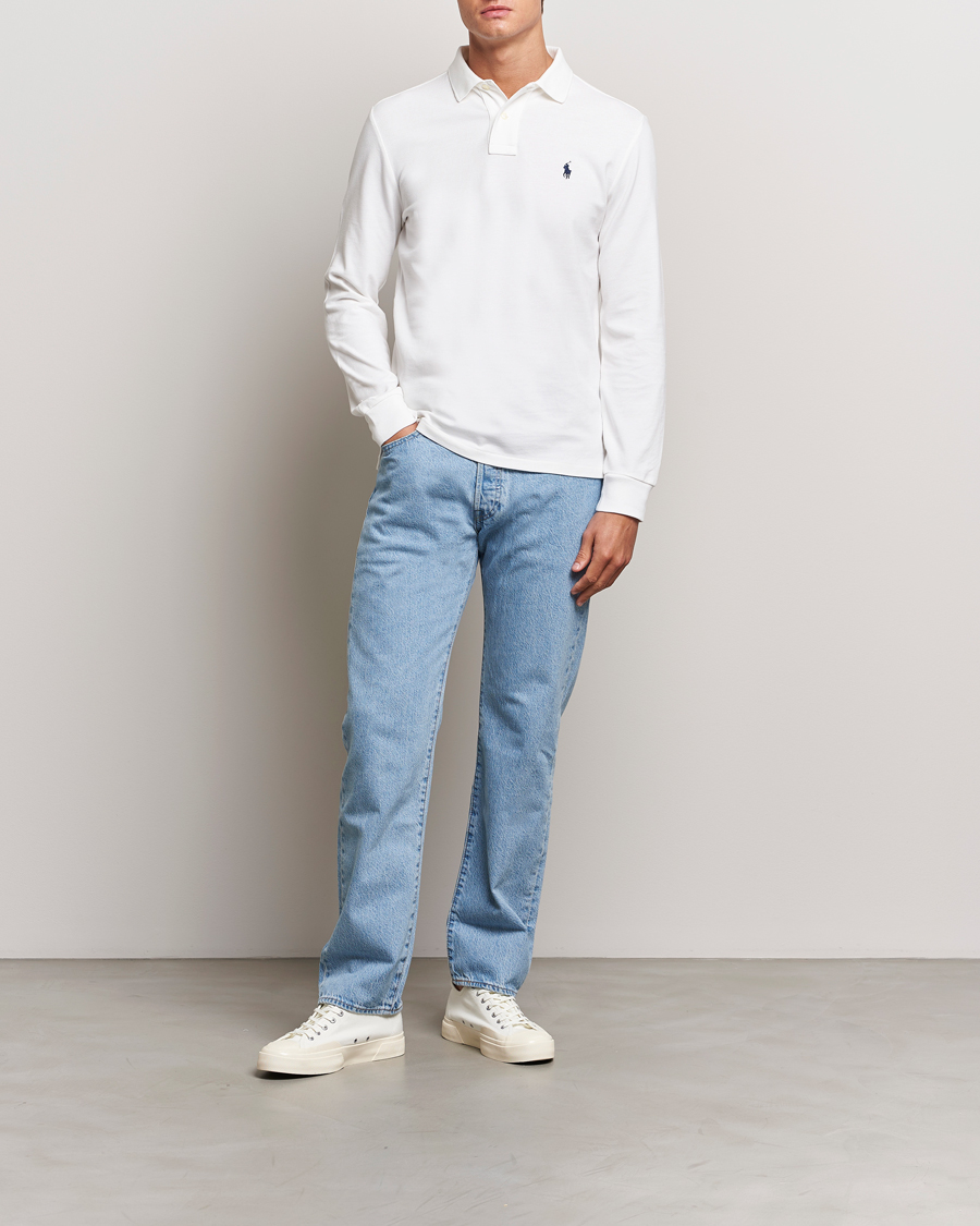 Herre | Polotrøjer | Polo Ralph Lauren | Custom Slim Fit Long Sleeve Polo White