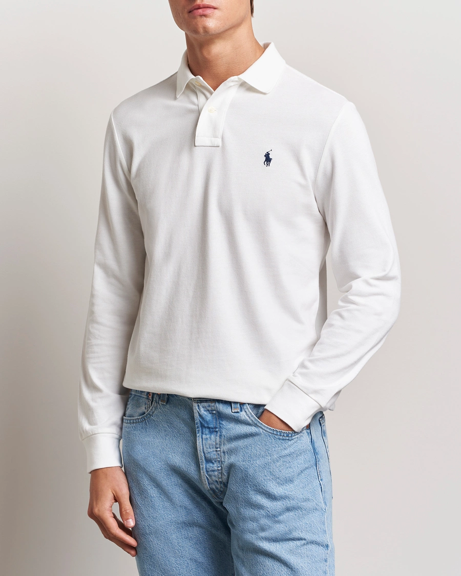 Herre |  | Polo Ralph Lauren | Custom Slim Fit Long Sleeve Polo White