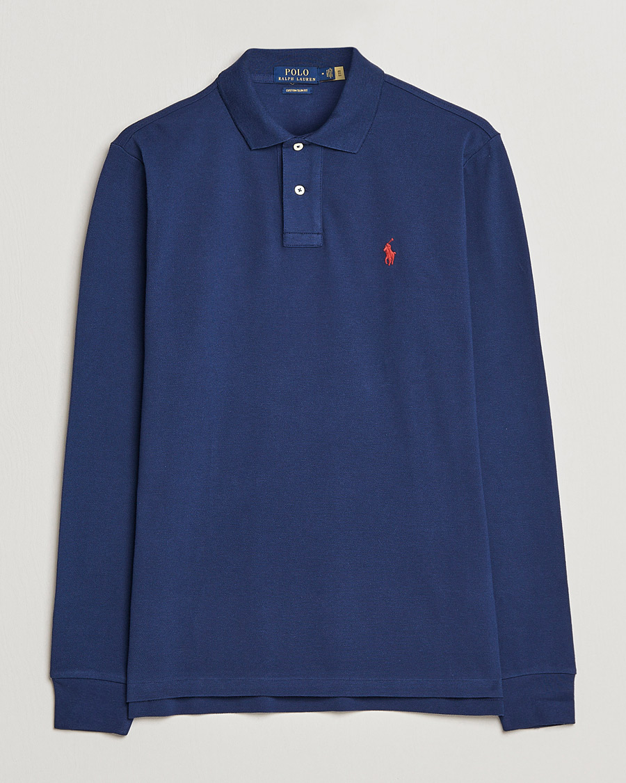 Herre | Polotrøjer | Polo Ralph Lauren | Custom Slim Fit Long Sleeve Polo Newport Navy