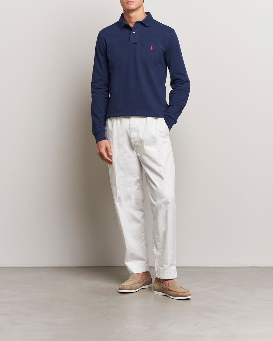 Herre | Polotrøjer | Polo Ralph Lauren | Custom Slim Fit Long Sleeve Polo Newport Navy